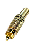 1-208G BLACK, штекре RCA металл  на кабель пайка черный "позолоченный"