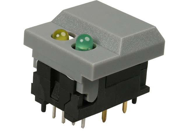 MP86B2G32H-G, миниатюрная кнопка без фиксации с 2-мя светодиодами 24В 12mА (SP86-B2-9-2/3)