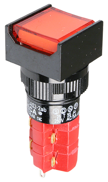 D16LAS2-2ABKR, кнопка с фиксацией и LED подсветкой 250В/5А