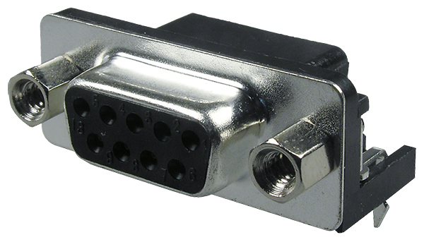 DRB-9FA, гнездо D-SUB 9 pin на плату угловое 7.2мм