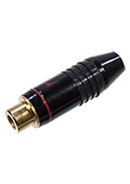1-225G RED, гнездо RCA металл на кабель красный  "позолоченный"