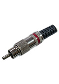 1-214 RED, штекер RCA металл на кабель красный
