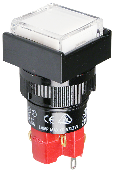 D16LMS1-1ABHW, кнопка без фиксации с LED подсветкой 250В/5А