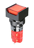 D16LAS2-2ABKR, кнопка с фиксацией и LED подсветкой 250В/5А