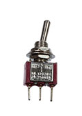 MTS-103-A2-R, миниатюрный тумблер ON-OFF-ON, 3конт. на плату, красный