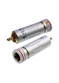 1-222G RED, штекер RCA металл бронза цанга на кабель d до 9.0мм,красный "позолоченный"