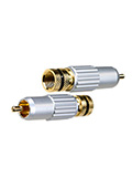 1-222G BLACK, штекер RCA  металл цанга на кабель d до 9.0мм черный "позолоченный"