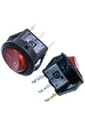 KCD5-101N-2,  (SMRS-101), Переключатель, 3 конт., 12В, on-off, красный