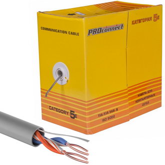 LAN кабель витая пара 01-0022-3 U/UTP 5ePVC 2PR24AWG 305м