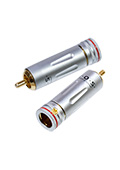 1-222G RED, штекер RCA металл цанга на кабель d до 9.0мм красный "позолоченный"