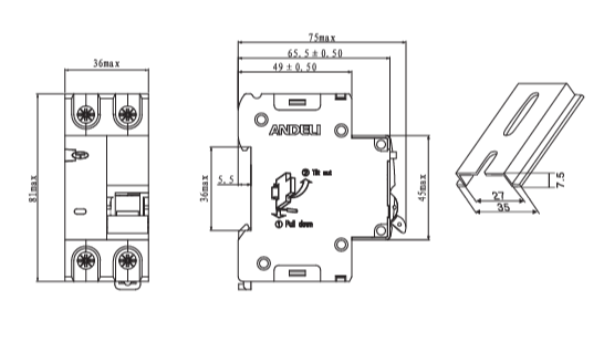 DZ59LE-40/63 1P+N16A30mA х-ка 4.5kA