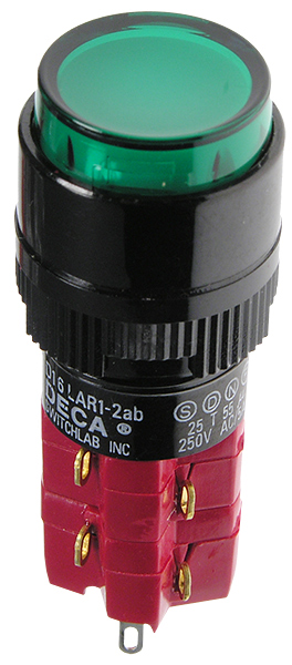 D16LAR1-2ABKG, кнопка с фиксацией и LED подсветкой 250В/5А