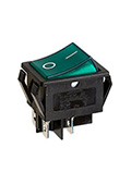 R595BGNBT2-G, переключатель клавишный 2хON-OFF с зеленой подсветкой 250В 16A (аналог B127A)