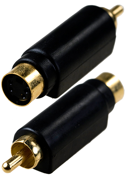 2-322G, переходник RCA штекер - MINI DIN 4 pin (S-VHS) гнездо пластик