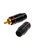 1-224G RED, штекер RCA металл на кабель красный 47мм "позолоченный"