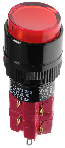 D16LAR1-2ABGR, кнопка с фиксацией и подсветкой неон 250В/5А