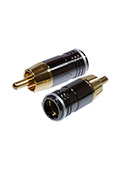 1-256G WHITE, штекер RCA металл на кабель, белый "позолоченный"