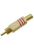 1-208G RED, штекре RCA металл  на кабель пайка красный "позолоченный"