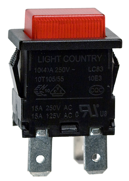 LC-8304BROT2-G, кнопка красн.без фикс. с подсв. 250В 10A (аналог EP-11)