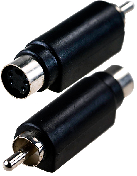 2-322, переходник RCA штекер - MINI DIN 4 pin (S-VHS) гнездо пластик