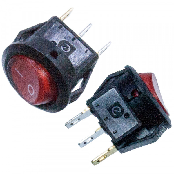 KCD5-101N-2,  (SMRS-101), Переключатель, 3 конт., 12В, on-off, красный