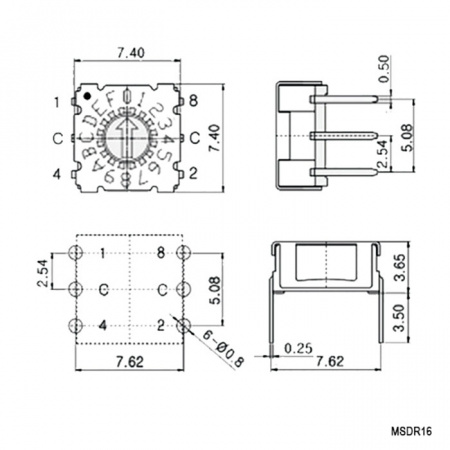 MSDR-16, DIP переключатель MSDR-16, DIP переключатель