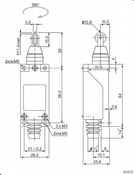 Путевой выключатель KZ-8122 (TZ-8122) Al+Zinc