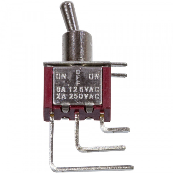 MTS-103-C4-R, миниатюрный тумблер угл. ON-OFF-ON, 3конт. на плату, красный