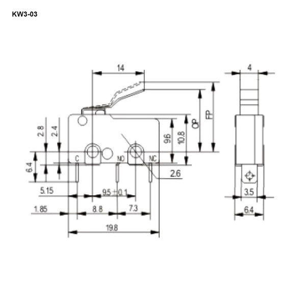 Микропереключатель KW3-03