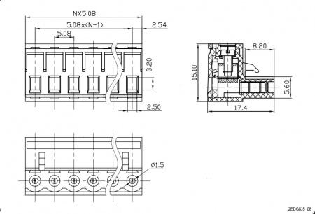 Клеммник 2EDGK-5.08-03P-14-00A(H) DEGSON