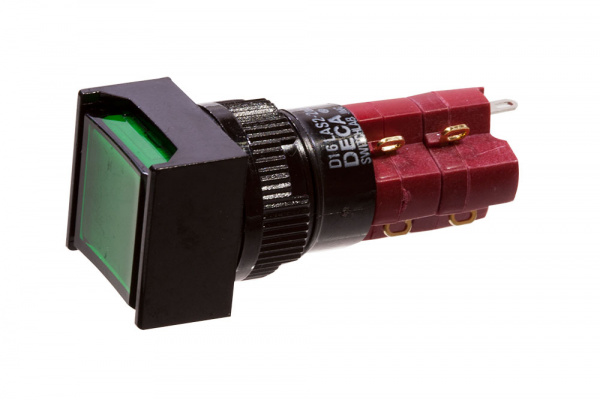 D16LAS2-2ABKG, кнопка с фиксацией 250В 5А, LED подсветка 24В
