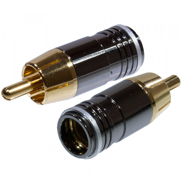1-256G WHITE, штекер RCA металл на кабель, белый "позолоченный"
