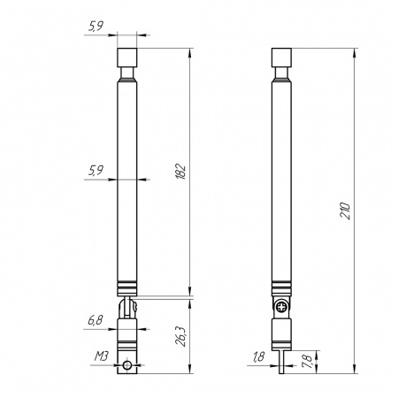 Антенна телескопическая AST-16 D6mm S4 210-620mm