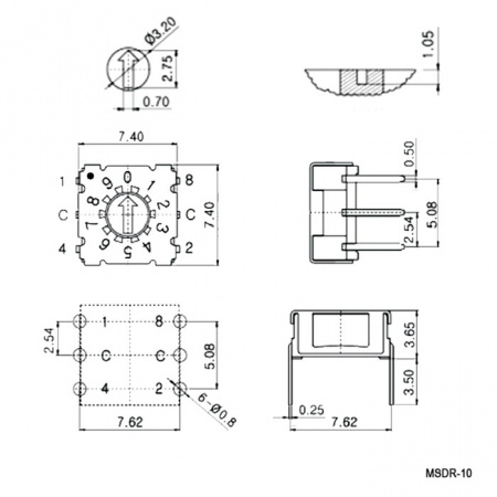 MSDR-10, DIP переключатель MSDR-10, DIP переключатель