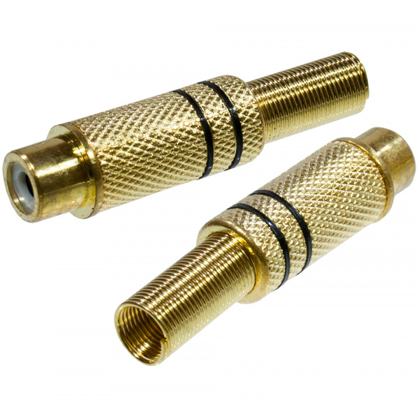 1-209G BLACK, гнездо RCA металл на кабель пайка черный "позолоченный"