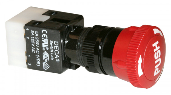 ADA16E6-R22-C10R, кнопка с фиксацией 250В/5А