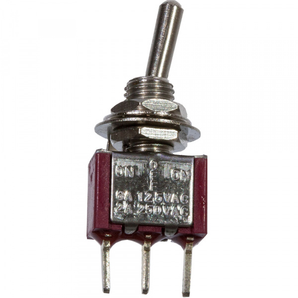 MTS-103-A2-R, миниатюрный тумблер ON-OFF-ON, 3конт. на плату, красный