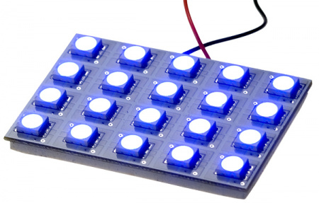 PCB-52*35-20SMD-B-12V, свето диод для авто синий 5*4диода 5перех