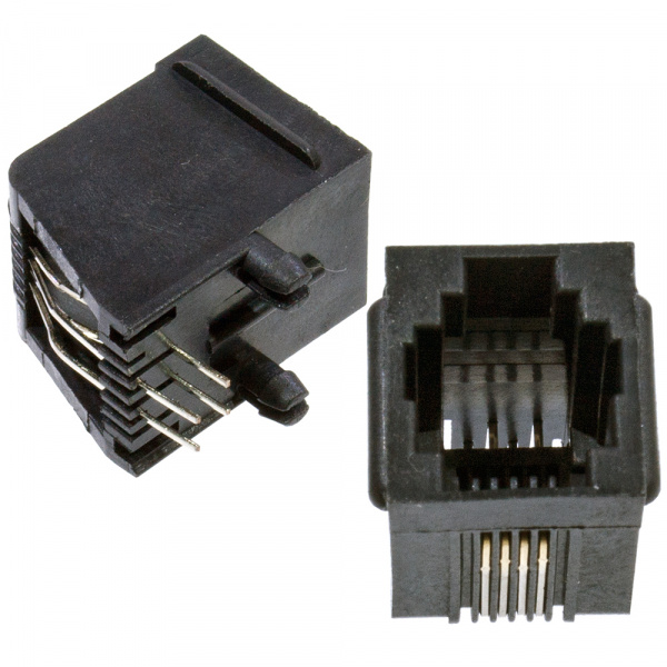 TJ3-6P4C, Розетка RJ14 телефонная на плату тип 3B