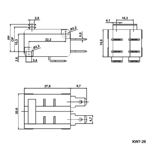 Микропереключатель KW7-26