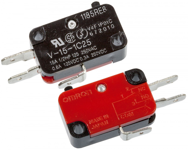 V-15-1C25, микропереключатель без лапки,250В 15А (XCK-010)