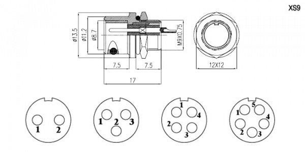 XS9-5(Zn) panel plug