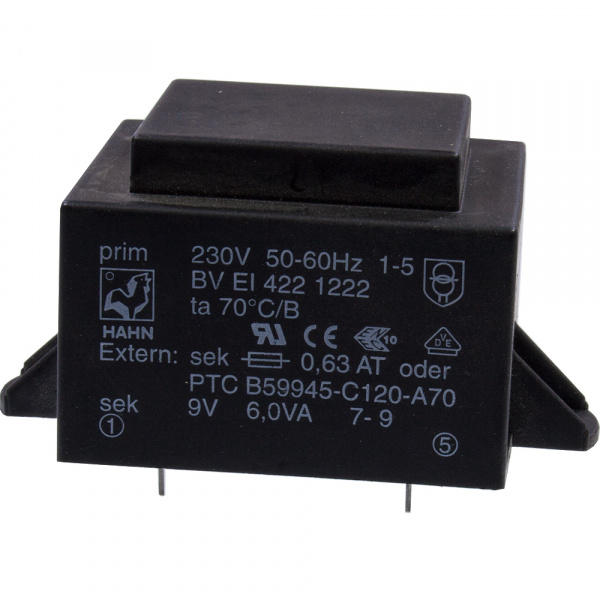 BV EI 422 1222, 6W 9V 667mA 230V