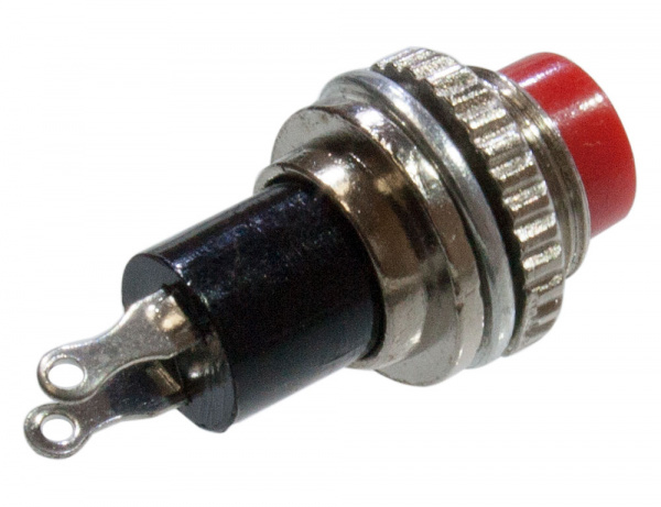 DS-314, Кнопка, 2 конт., OFF- (ON), без фикс., 250В/0,50А, красный