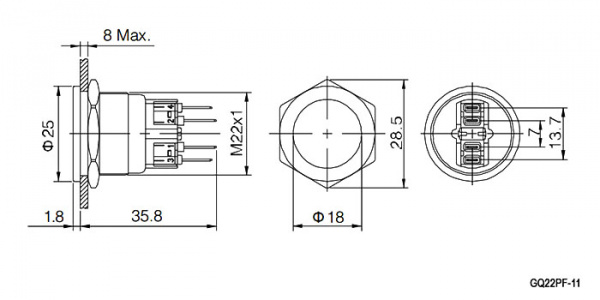 GQ22PF-11/N on-(off)+off-(on)
