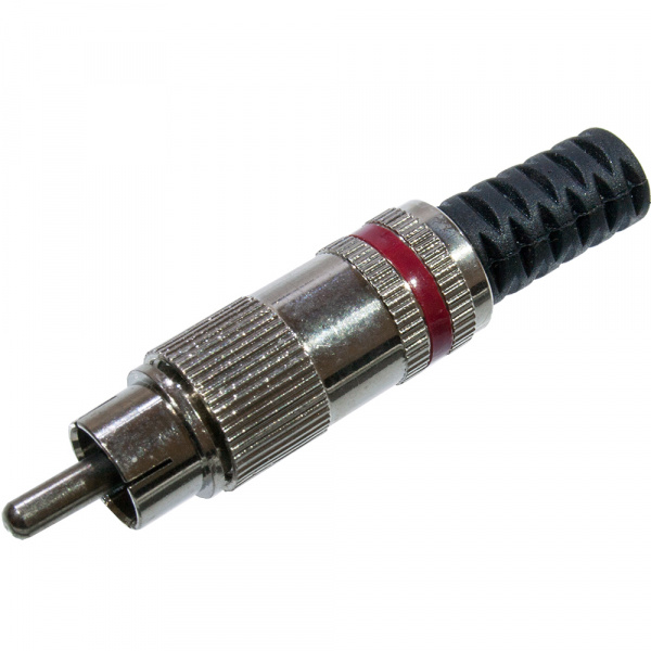1-214 RED, штекер RCA металл на кабель красный
