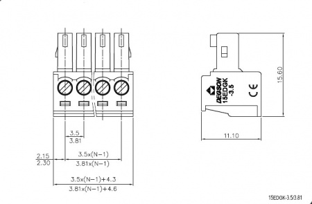 Клеммник 15EDGK-3.81-06P-14-00A(H) DEGSON Клеммник 15EDGK-3.81-06P-14-00A(H) DEGSON