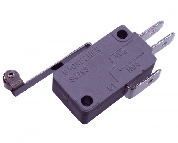 SC799-520, микропереключатель, 3 контакта, 250В/16А, (520), пластина с роликом 30 мм