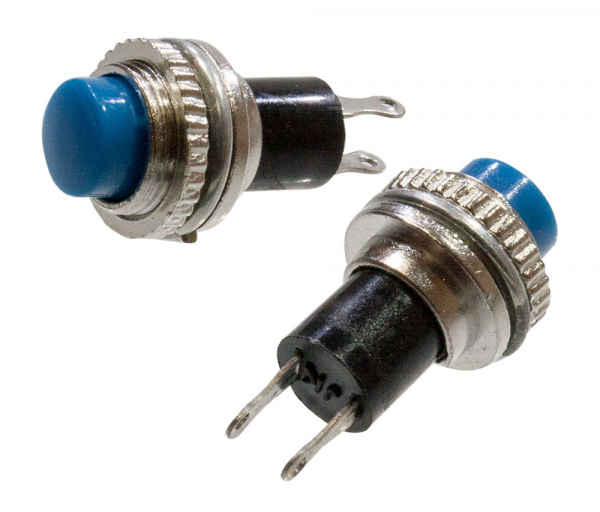 DS-314, Кнопка, 2 конт., OFF- (ON), без фикс., 250В/0,50А, синий