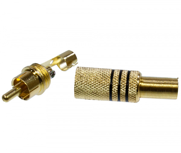 1-210G-1(RP-219G), штекер RCA металл на кабель винт черный "позолоченный"